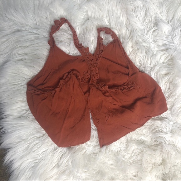 Forever 21 Rust Crochet Cross Crop Top medium - Picture 2 of 6